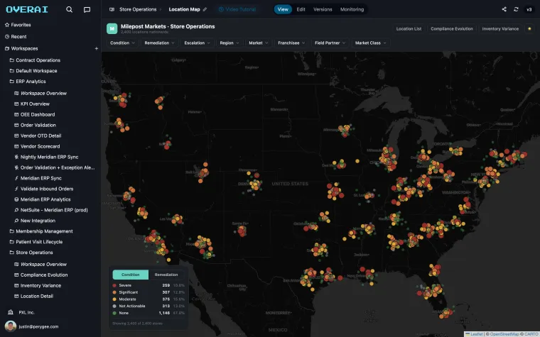 Store operations map with live location status