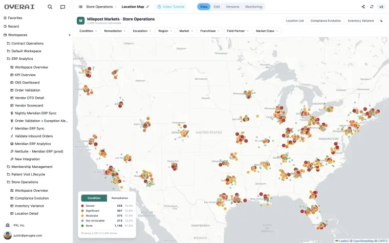 Store operations map with live location status